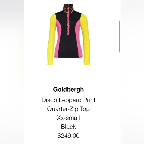 Goldbergh Disco Leopard Print Quarter-zip top XX-small - Picture 1 of 10